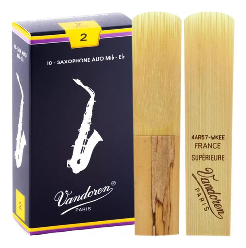 2 Palheta Sax Alto Vandoren Tradicional 1 1,5 2 2,5 3 3,5 4