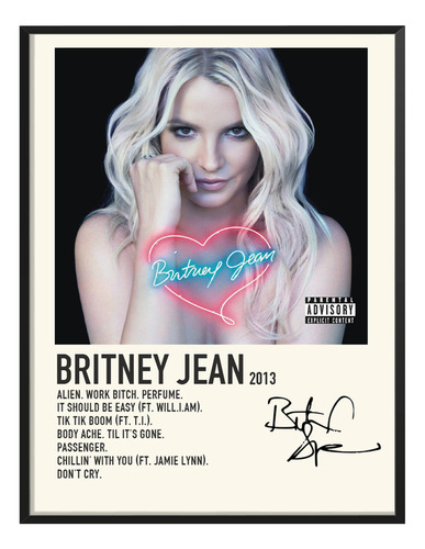 Poster Britney Spears Album Tracklist Britney Jean 80x60