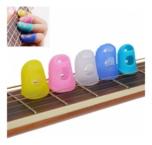 Protetor De Dedo Silicone Dedeira Palheta Violão Guitarra 4u