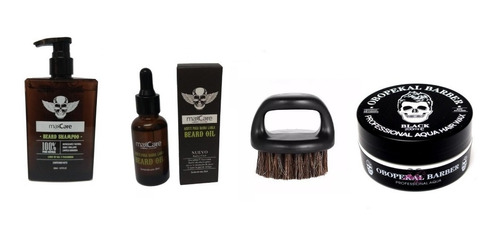 Kit Shampoo Aceite Barba Cepillo Cera Pelo Barberia Barbero