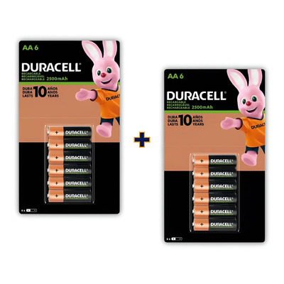 Duracell pila AA recargable pack 12 baterías 2500mAh 1.2V | Meses sin interés