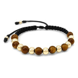 Pulsera Piedra Ojo De Tigre Oro Laminado 18k Iconic