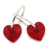 Aro Par Argolla Corazon 10 Mm Cristal Swarovski Plata  925