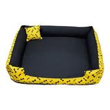 Cama Grande Cachorro Grande  95x95 Com Ziper 100% Lavável Cor Amarelo E Preto