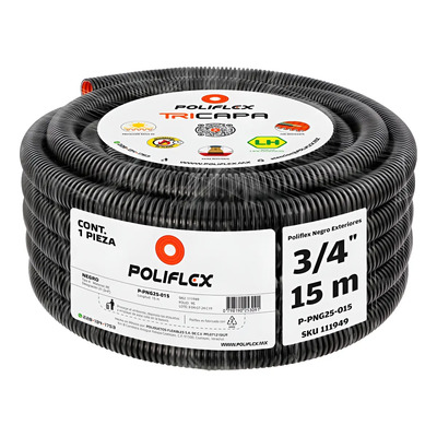 Poliflex Tricapa Negro Exteriores 3\u002F4 15m | Envío gratis