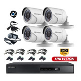 Kit Seguridad Hikvision Dvr 4ch + 4 Cámaras 720p + Balun