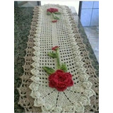 Trilho De Mesa Crochê Com Flores Mede 120×40