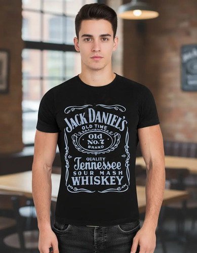 Playera Negra Clásica Jack Daniels Algodón 100% Old Times Lz
