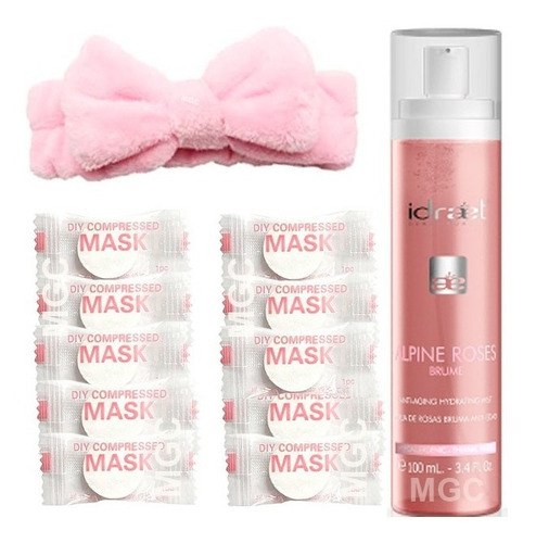 Kit Mascara Comprimidas Con Bruma Rosas Vincha Alpine 