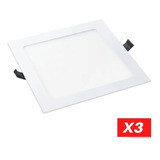 Pack X3 Panel Luz Led 12w Embutir Aplique Plafon Cuadrado