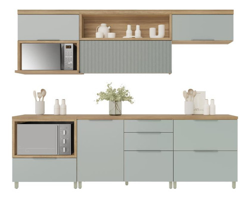 Cozinha Completa Mdf 6 Peças Nesher Marquesa Marrom Verde