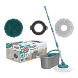 Mop Fit Giratório 3 Em 1 Original Balde Centrifugador Inox