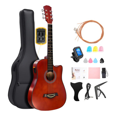 Guitarra Electrica Acustica 38in Con Ecualizador, Guitarra Acústica De 6 Cuerdas De Acero Con Funda, Afinador, Correa, Cuerdas, Púas Y Kit Para Principiantes & Adultos | Envío gratis