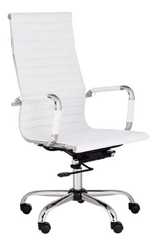 Sillon Ejecutivo Gerencial Alto Aluminium Ecocuero Blanco 