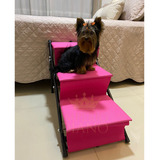 Escadinha Pet Rampa Para Cachorro 2 Em 1 - Suporta Até 15kg Cor Rosa