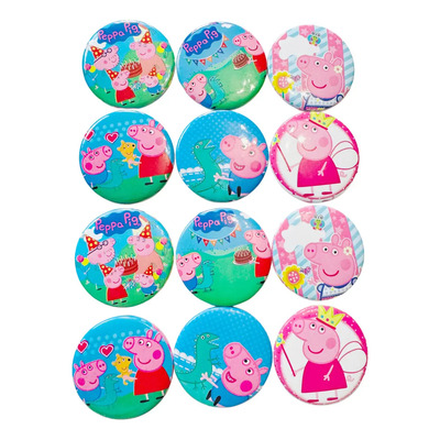 12pz Peppa Pig, Pines Fiesta Broches Prendedor Botones Agua Peppa Pig