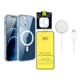 Kit Funda Cargador Mica Camara Pantalla Para iPhone Magsafe Color iPhone 13 Pro Max Transparente