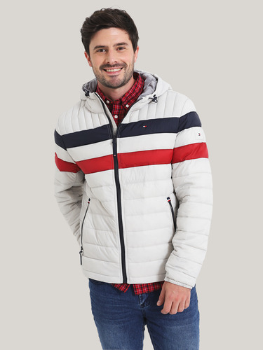 Parka Weight Quilted Colorblock Blanco Tommy Hilfiger