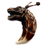 Tallado Komodo Dragon Head Lobo Diente Cordón Ajustable Cuen