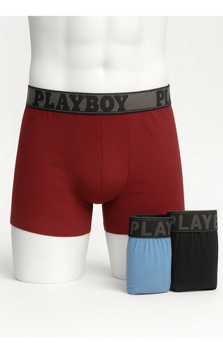 Pack De 3 Boxer Corto De Algodon Para Hombre Playboy Liso