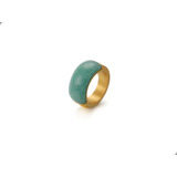 Anillo Jade Titanio Gold Plating 18k By Thi Tur® Cúpula