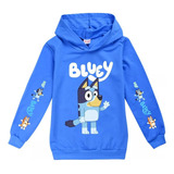 Bluey Familia Y Amigos Sudadera Con Capucha Niño Azul