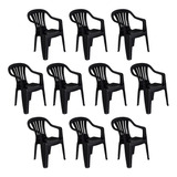 Conjunto Com 10 Cadeiras Plásticas Preta Mor - 15151104