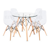 Comedor Completo Moderno Cristal Templado 4 Sillas Eames