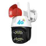 Cámara Ip De Seguridad Exterior 4g Con Alarma Bocina Ptz 360