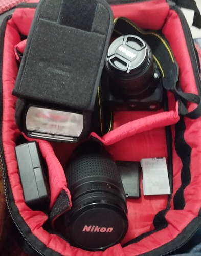 Kit Nikon D5300-flash-lentes 18-55mm-70 300mm-tripé-mochila 