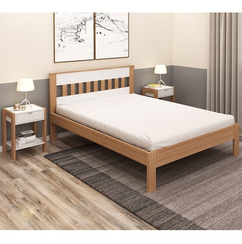 Cama Casal Cm8007 E 02 Mesas De Cabeceira Az1016 Qt6 Amendoa