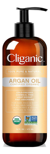 Aceite De Argan Cliganic Organico 100% Puro 473 Ml