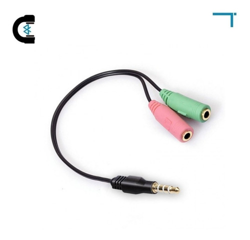 Divisor De Audio Aux 3.5 Mm Diadema Micrófono Y Audifonos T2