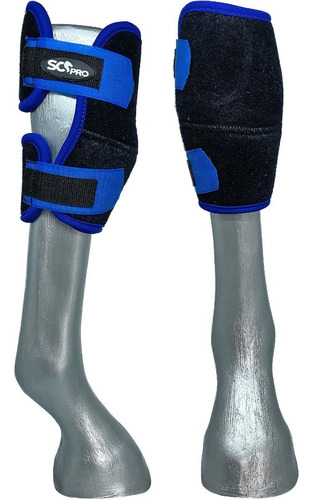 Joelheira Cavalo Profissional Neoprene Proteção Vaquejada Cor Azul