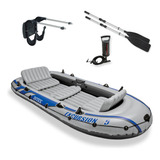Intex Excursion, Bote Inflable Para Pesca Y Rafting Con Rem.