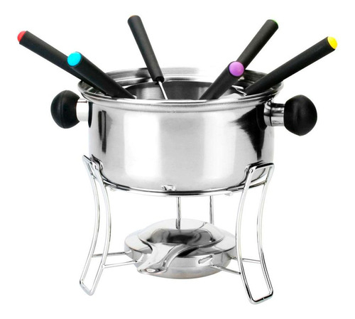 Aparelho Conjunto Fondue Inox 10 Peças Com Suporte