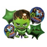 Set De 5 Globos Hulk Cute Avengers Fiesta Infantil Cumplaños