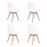 Silla Comedor Cocina Tulip Blanca Set X4 Unidades Premium 