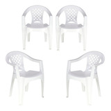 Cadeira De Plástico Alta Kit Com 4 Suporta 154 Kg Tramontina Cor Branco Liso