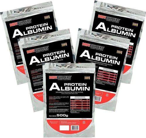 5x Albumina 500g Bodybuilders Total 2,5kg (sabores)