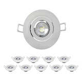 Kit 10 Spot Led Dicróica Embutir Redondo 3w Quente Ou Fria