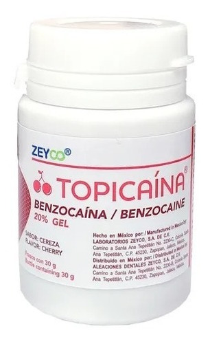 Topicaína Benzocaína 20% Cereza Frasco 30g - Zeyco