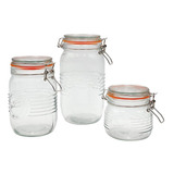 Set Frascos Vidrio 3 Pzas Clip Hermético Mason Jar Nv-1041