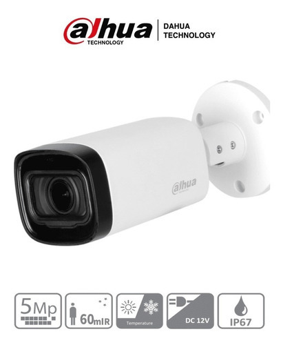 Cámara Bala Dahua 5mp Vf Motorizada Ir60mt Hdcvi Ip67 Metal Color Blanco