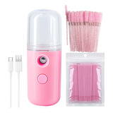 Nanomister + 100 Microbrush + 50 Cepillos Pestañas Y Cejas Color Rosa Espesor 1 Mm Largo 1 Mm Tipo De Curvatura C