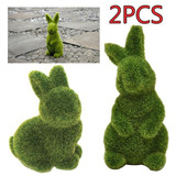 Figuras De Conejo Verde Flocadas Para Decoración De Pascua,