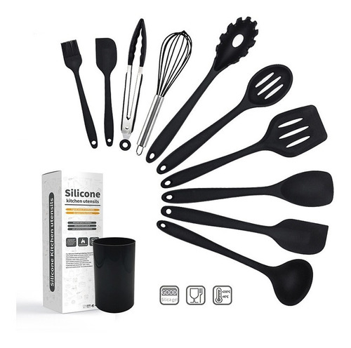 Set 10 Utensilios De Silicona Antiadherentes Cocina Espatula