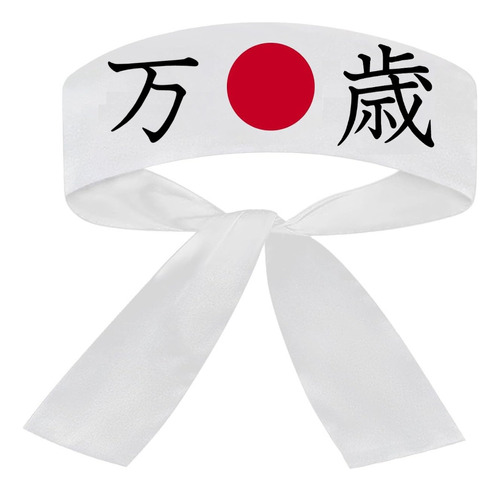 Faixa Japonesa Hachimaki Para Sushiman Banzai Viva - Branco