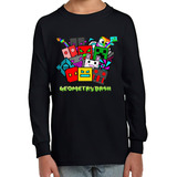 Polera Manga Larga Geometry Dash Juegos 100% Algodón C-110