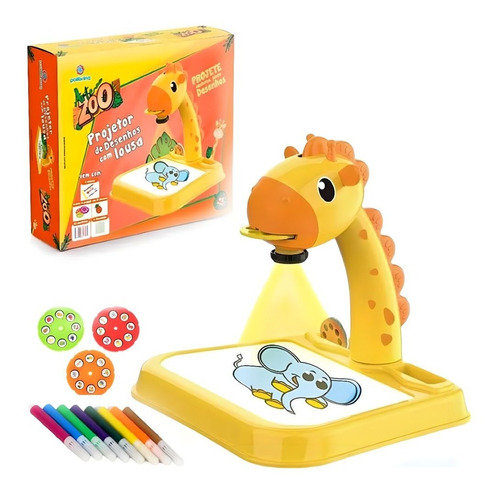 Projetor De Desenhos Infantil Girafa C/ Lousa  Música E Led